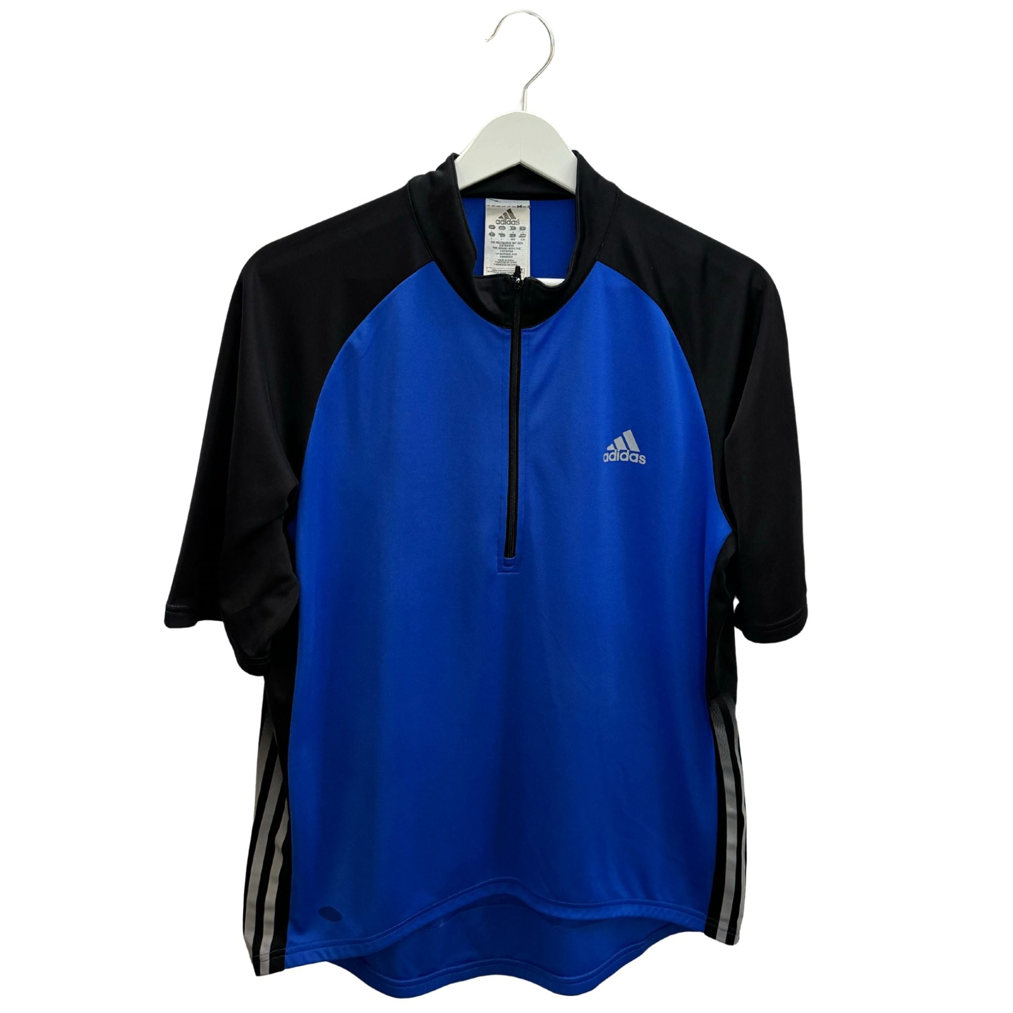 Adidas Halfzip T-Shirt Blau/Schwarz L